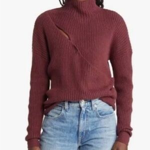 Open Edit Mock Neck Wrap Look Sweater
